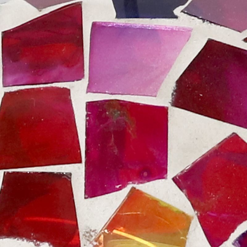 Sunnydaze Outdoor Garden Patio Round Glass with Mosaic Design Hanging Fly-Through Bird Feeder - 6" - Crimson