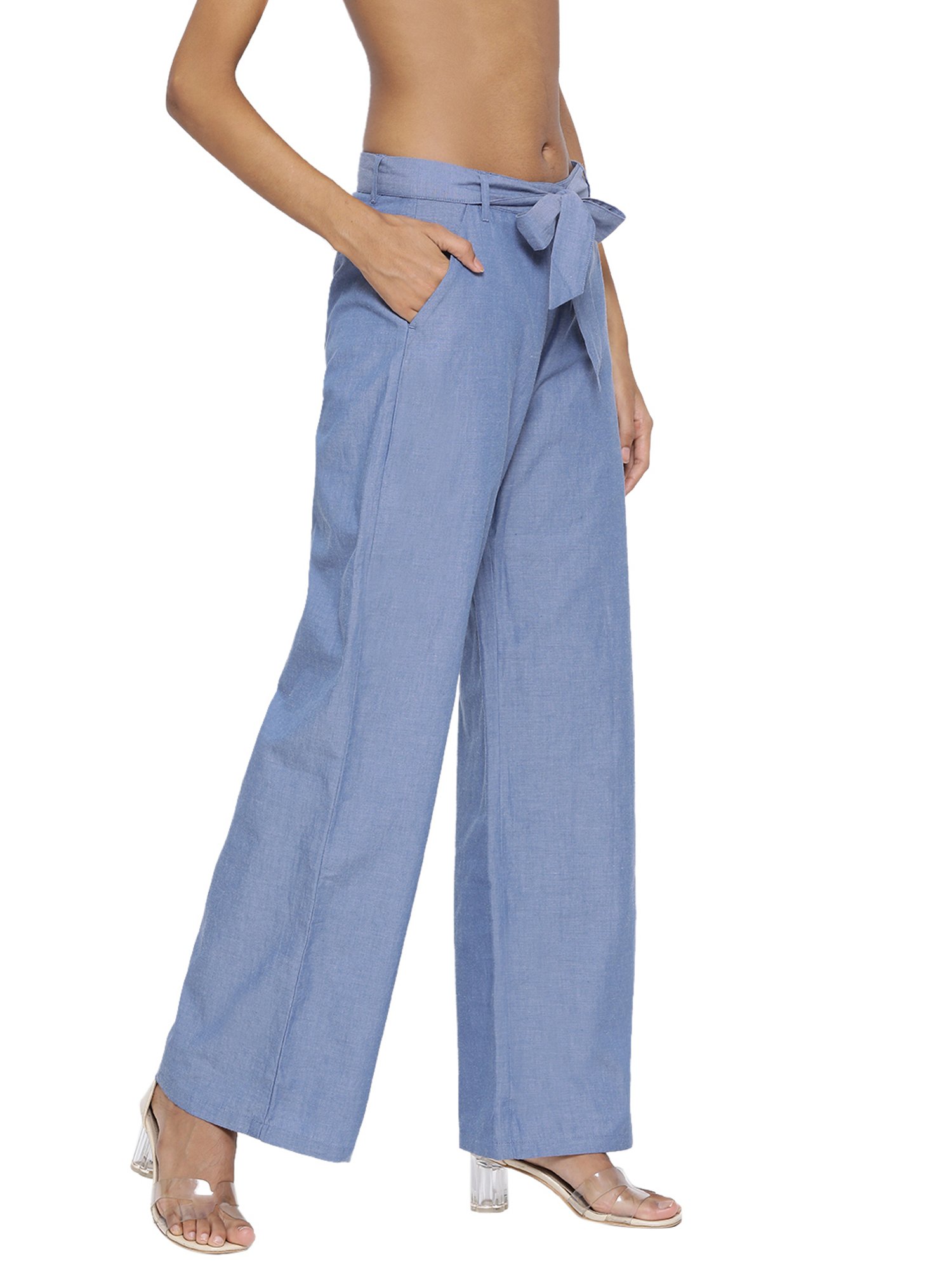 Rooted Blue Cotton Trousers