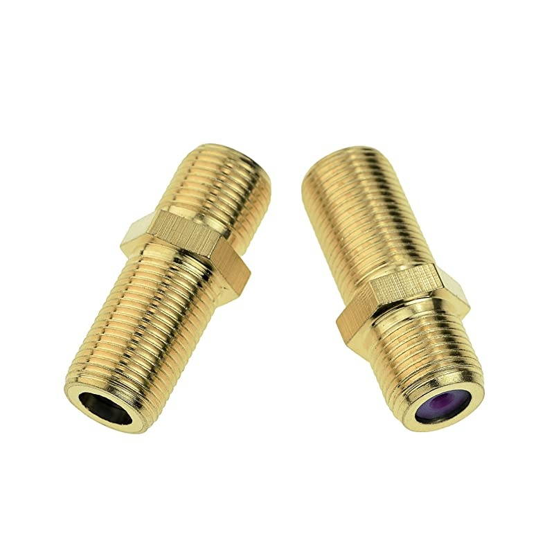 F81 Splice Connector 3GHz Female to Female FType Coaxial Cable Extension GoldPlated 5 Pack Part CONNF81G5PK