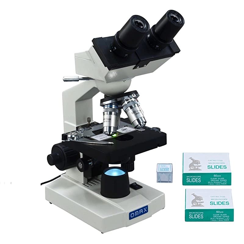 40X-2000X Binocular Compound LED Microscope with Glass Slides & Covers