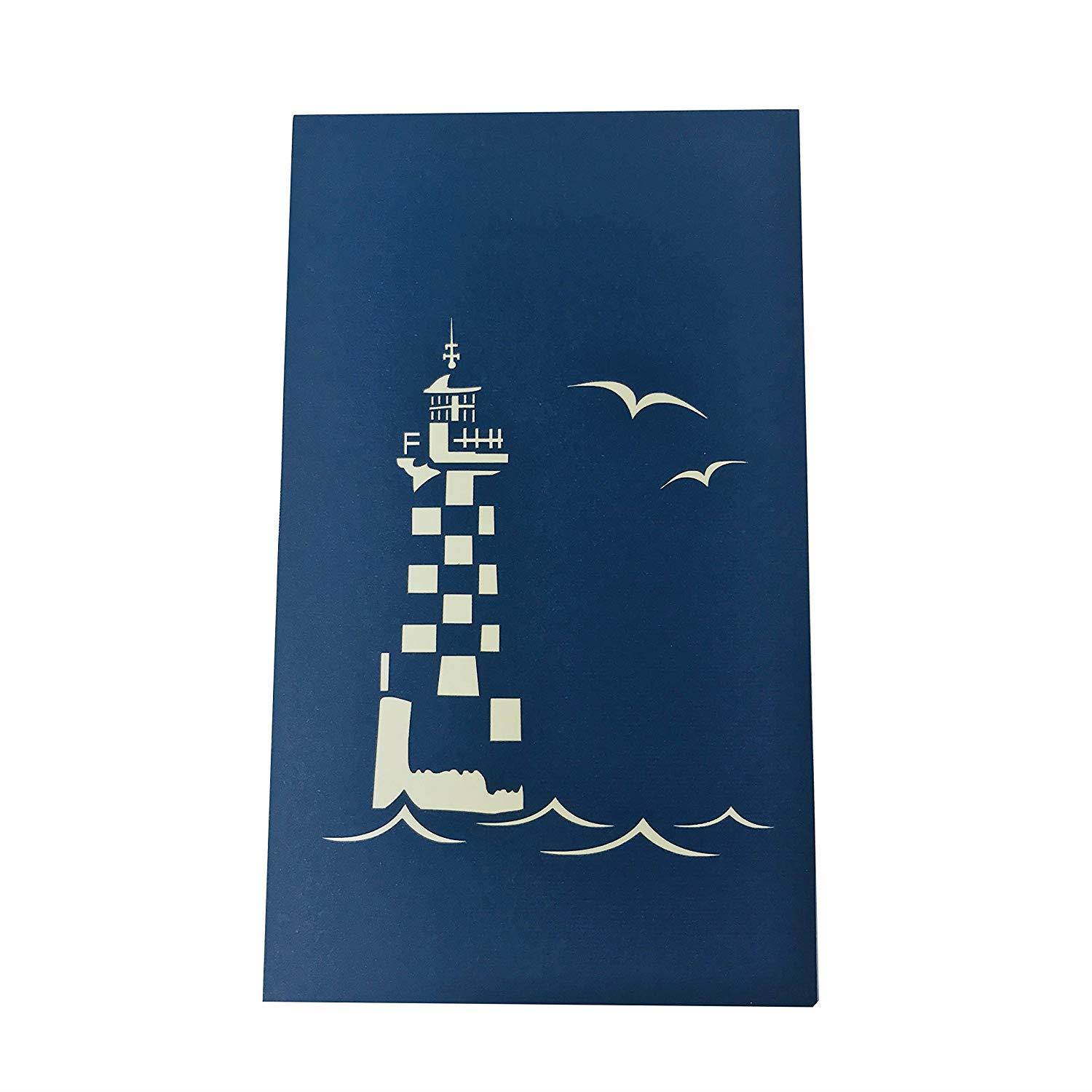 Lighthouse - WOW 3D Pop Up Greeting Card for All Occasions - Birthday, Congratulations, Good Luck, Anniversary, Get Well, Love, Good Bye