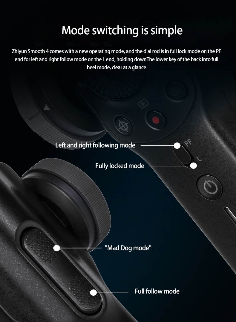 Zhiyun Smooth 4 3-Axis Handheld Gimbal Stabilizer for Smartphones, Black