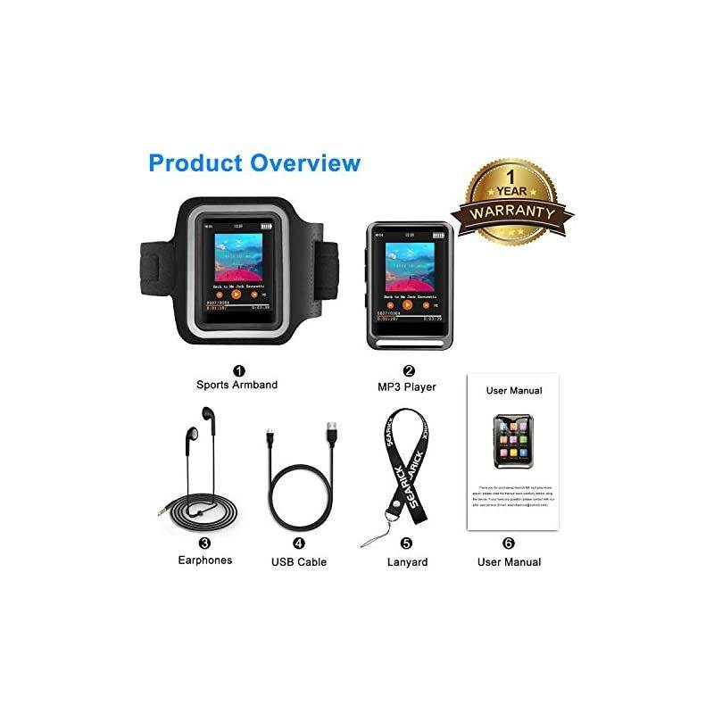 MP3 Player,  16G MP3 Player with Bluetooth 4.2, 2.4" LCD Portable HiFi Lossless Sound Music MP3 Players with FM Radio/Voice Recorder, Support up to 128GB (Headphone, Armband, Lanyard Included)