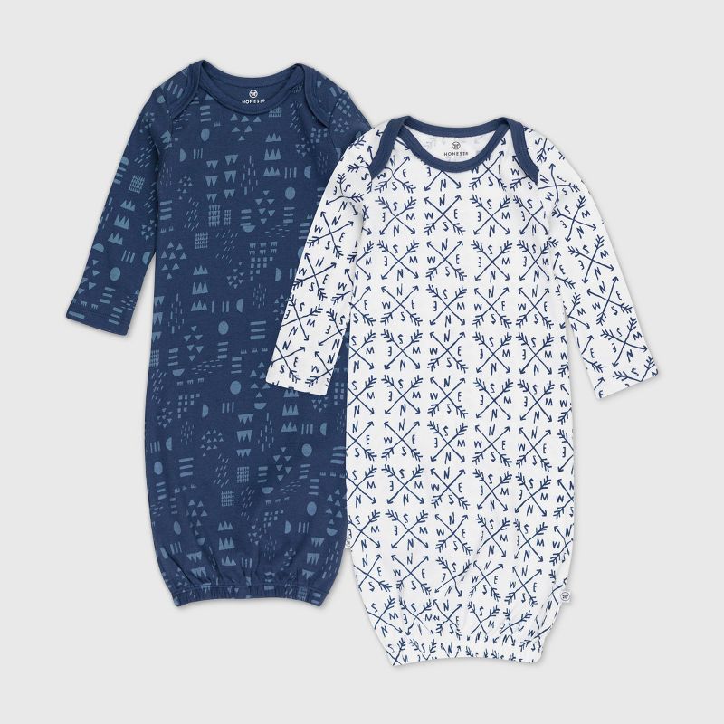 Honest Baby Boys' 2pk Organic Cotton Compass Nightgown - 0-6M