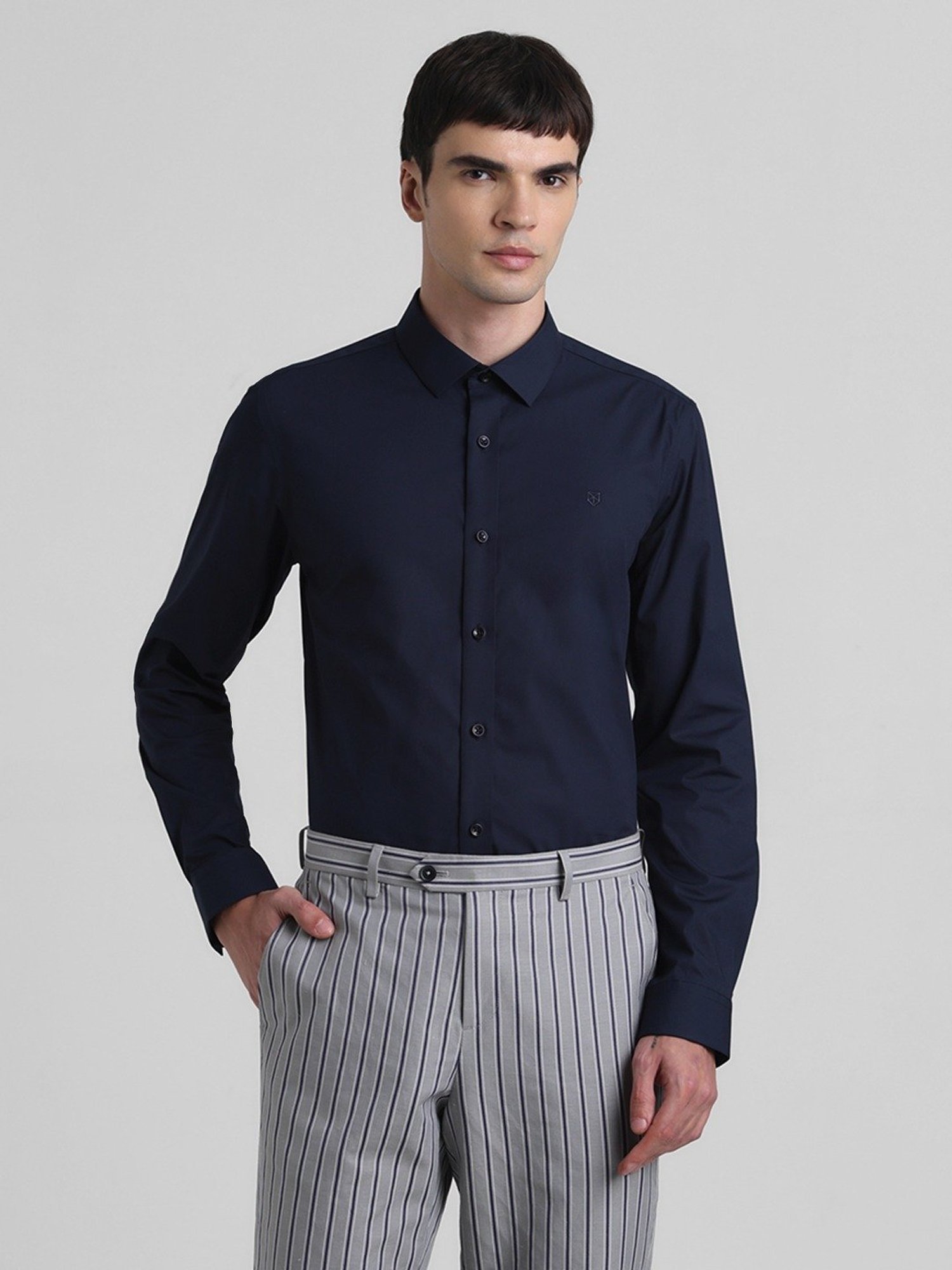 Jack & Jones Black Iris Cotton Slim Fit Shirt