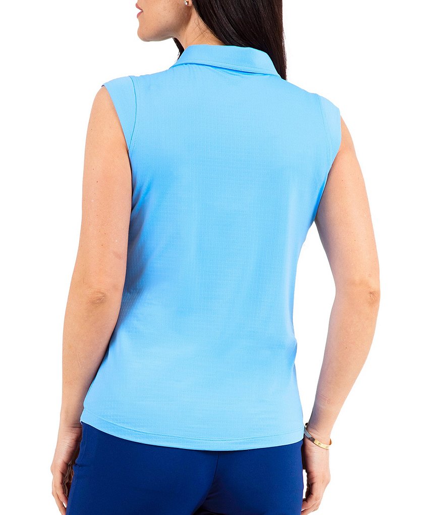 IBKUL Essential Solid Sleeveless Point Collar Polo Top