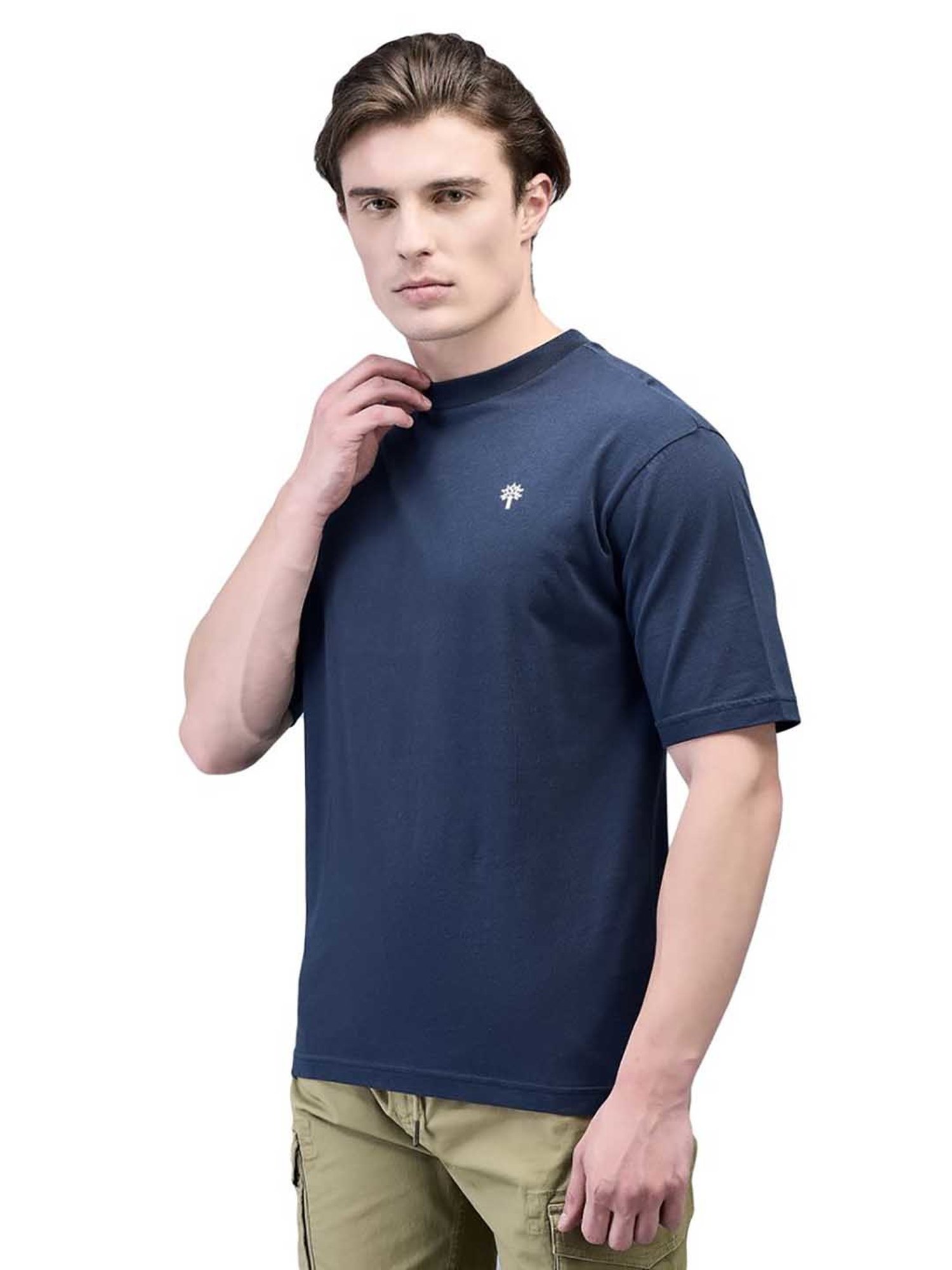 Woodland Dark Blue Regular Fit Crew T-Shirt