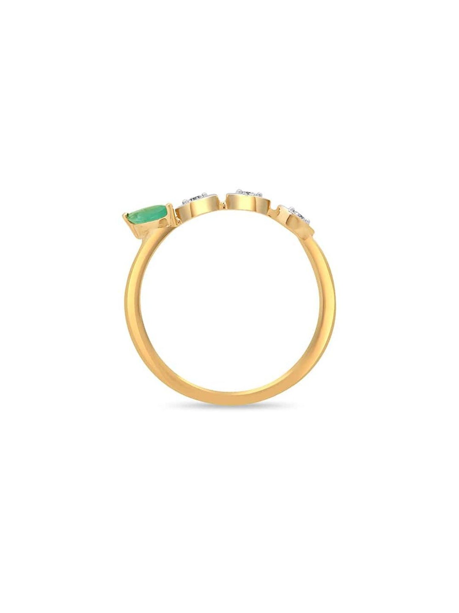 Mia By Tanishq Nature's Finest 14k Yellow Gold Spellbound Whispers Emerald Diamond Ring