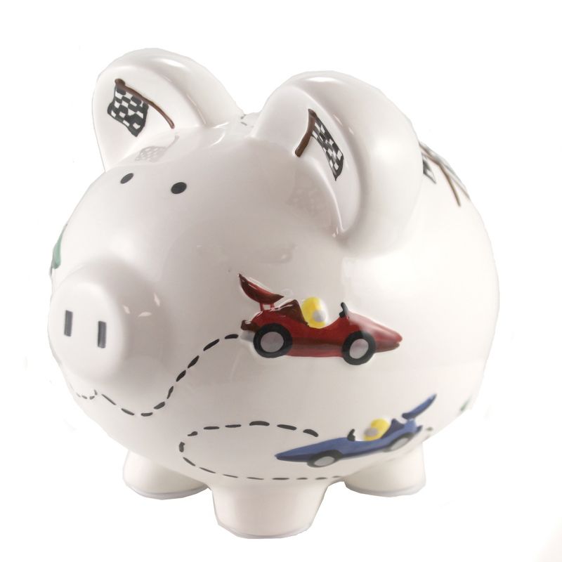 Bank 7.75" Vroom Race Car Piggy Bank Speedway Checkered Flag  -  Decorative Banks