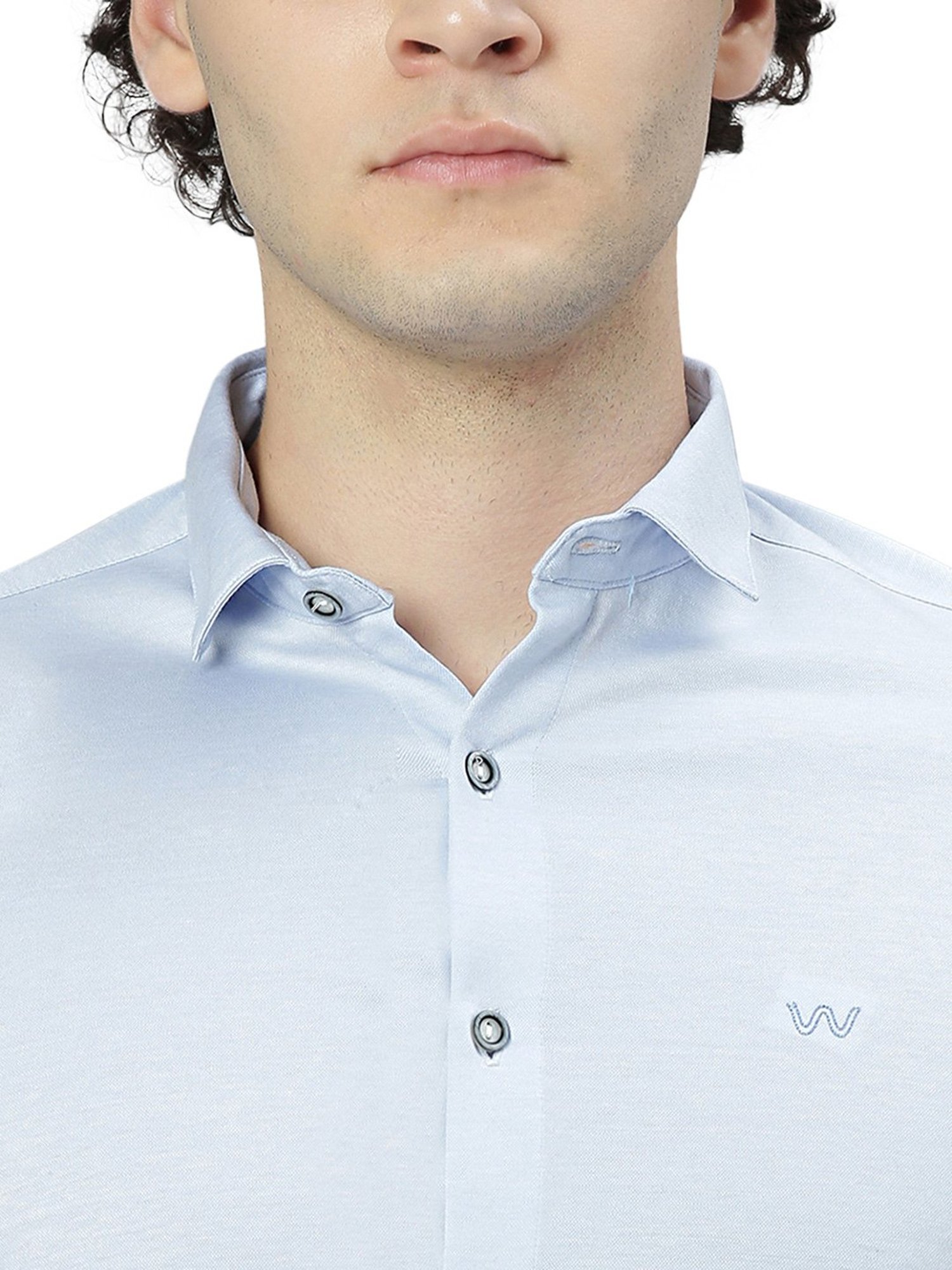 Slowave Sky Blue Regular Fit Cotton Shirt