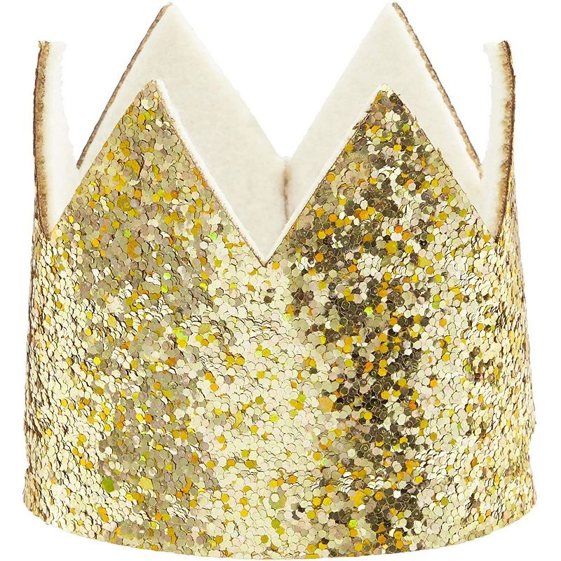 Blue Panda Cute Pet Birthday Gold Crown Hat Cap & Rainbow Bow Tie Collar Set for Dog Puppy Cat, Bright Shiny Costume for Parties