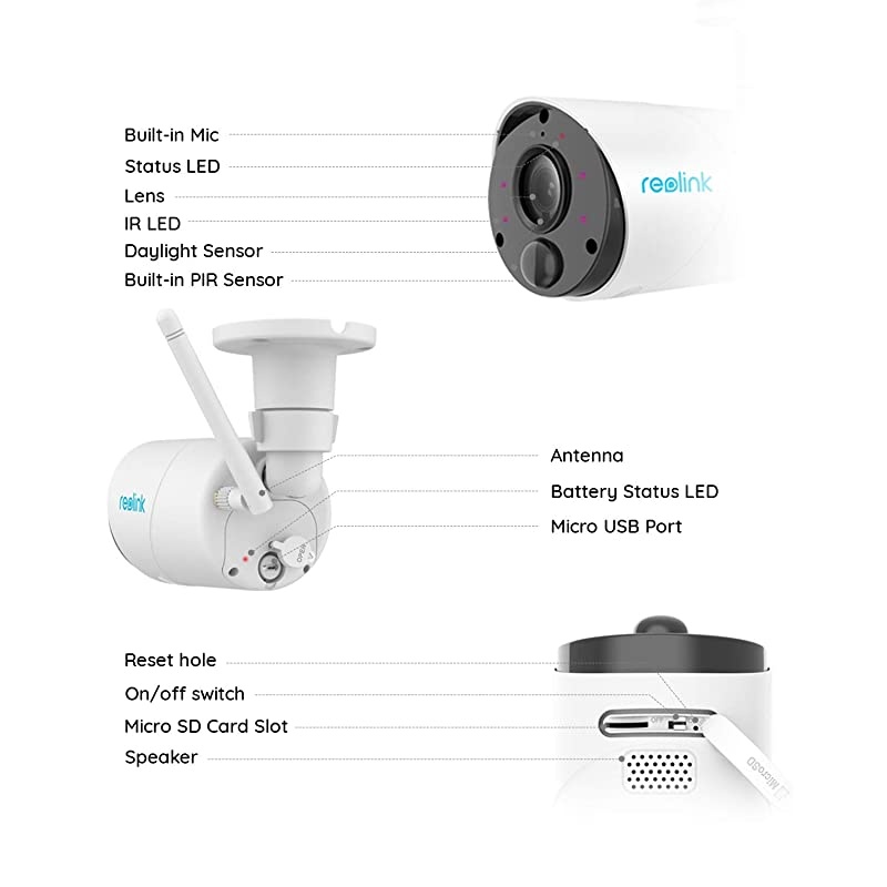 Outdoor Security Camera, Rechargeable Battery-Powered WiFi Camera Waterproof, 1080P HD Night Vision, 2-Way Audio, Support Google Assistant/Cloud/Local SD Storage, Argus Eco