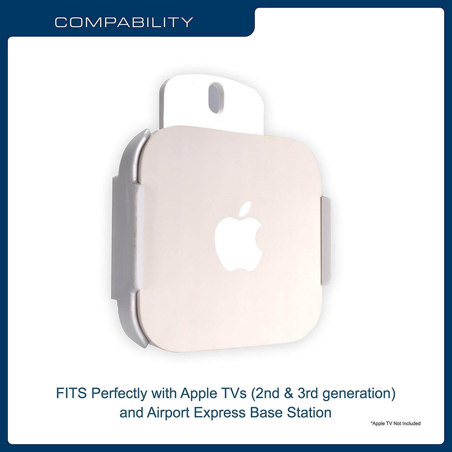 QualGear QG-AM-017-W Mount for Apple TV/AirPort Express Base Station (2nd & 3rd Generation TVs)