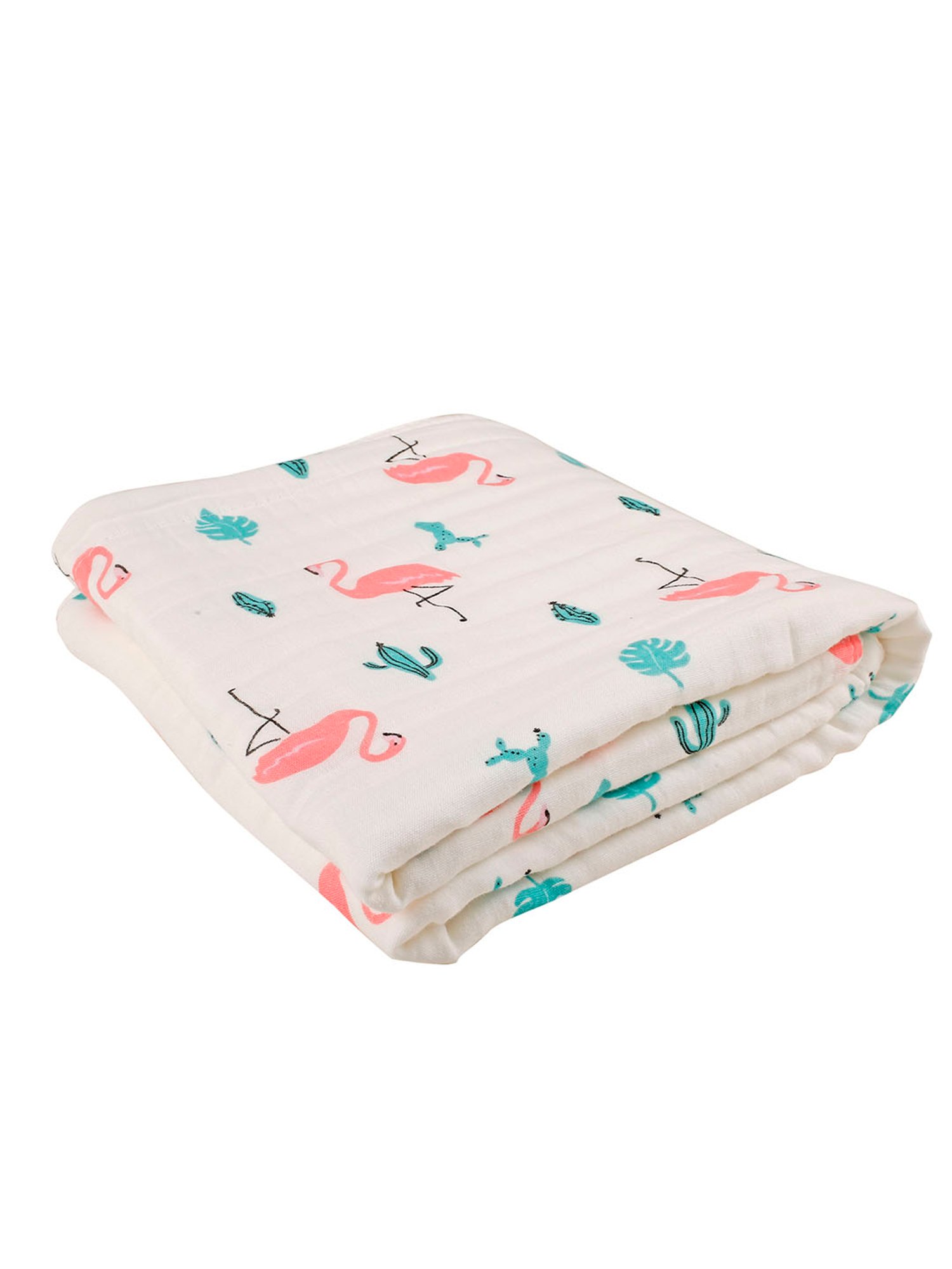 Baby Moo Flamingo White Muslin Blanket