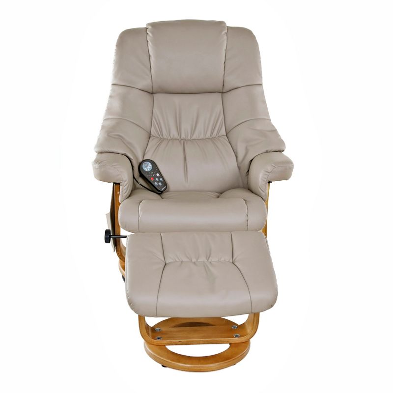 Plush 8 motor massage Leisure Recliner with Ottoman Beige - Relaxzen
