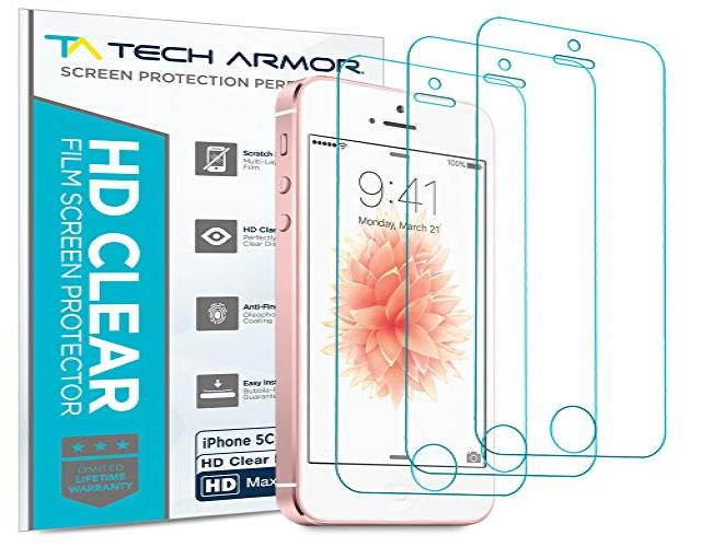 Tech Armor High Defintion Clear Screen Protector for iPhone 5/5c/5s (Pack of 3)