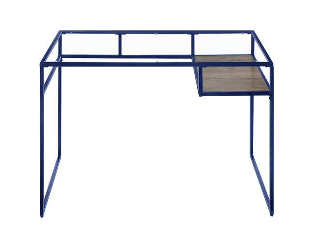 Metal & Glass Top Desk, Home Office Writing Desk, Makeup Table Desk Vanity for Home Decor,Blue,GT116