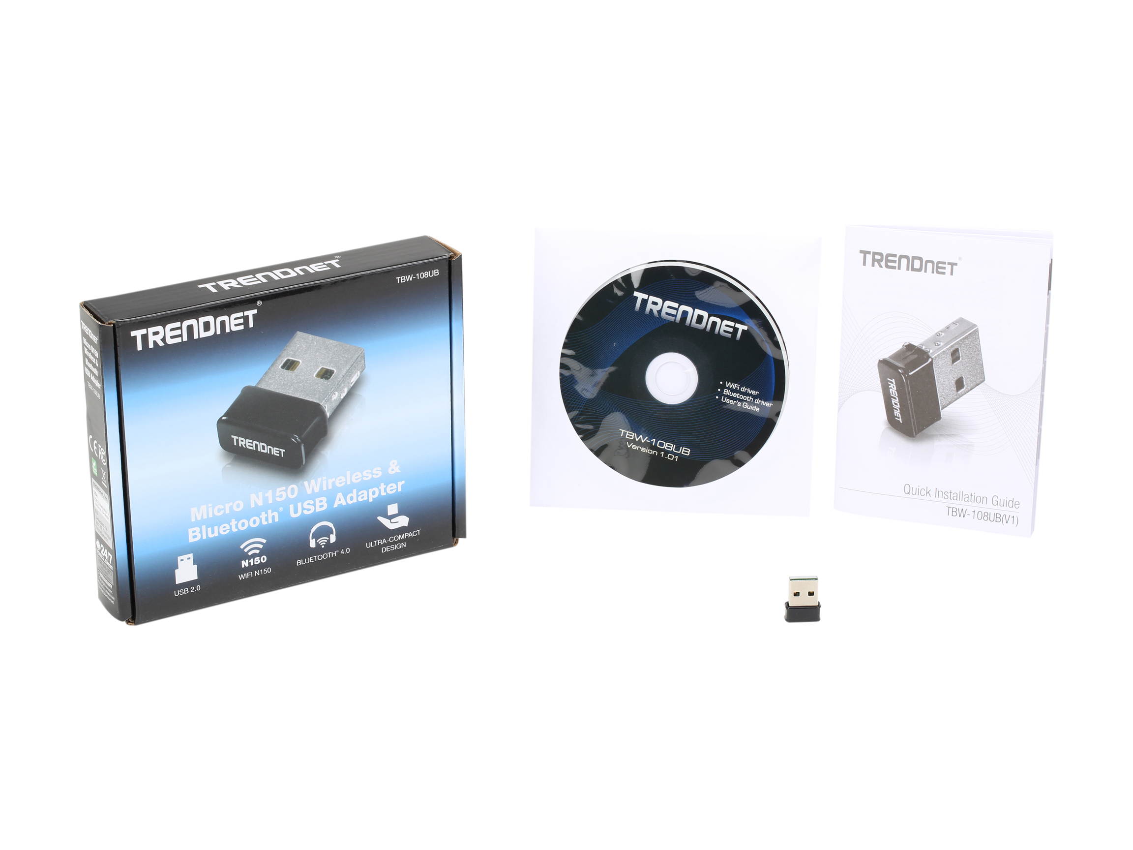 TRENDnet TBW-108UB Micro N150 Wireless & Bluetooth USB Adapter