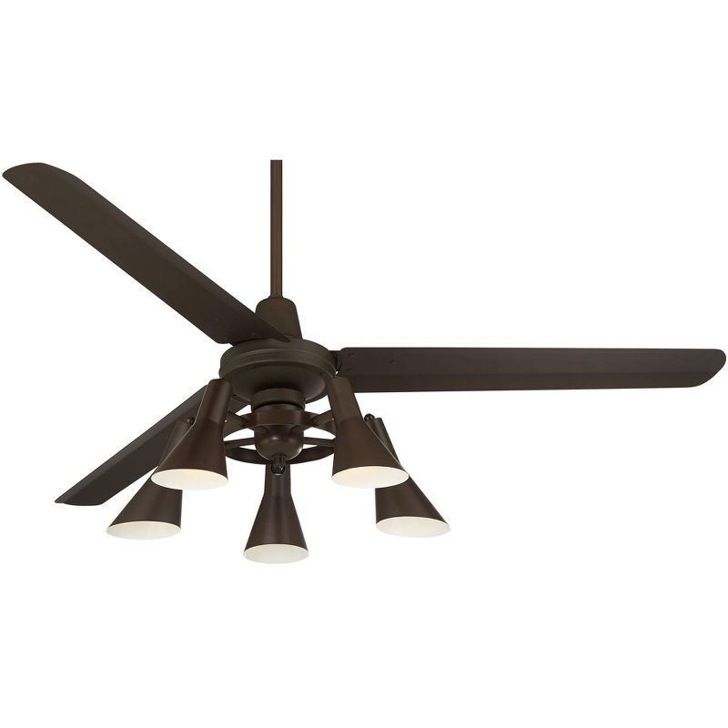 60" Casa Vieja Industrial Retro Ceiling Fan with Light LED Dimmable Remote Oil Rubbed Bronze Adjustable Head for Living Room