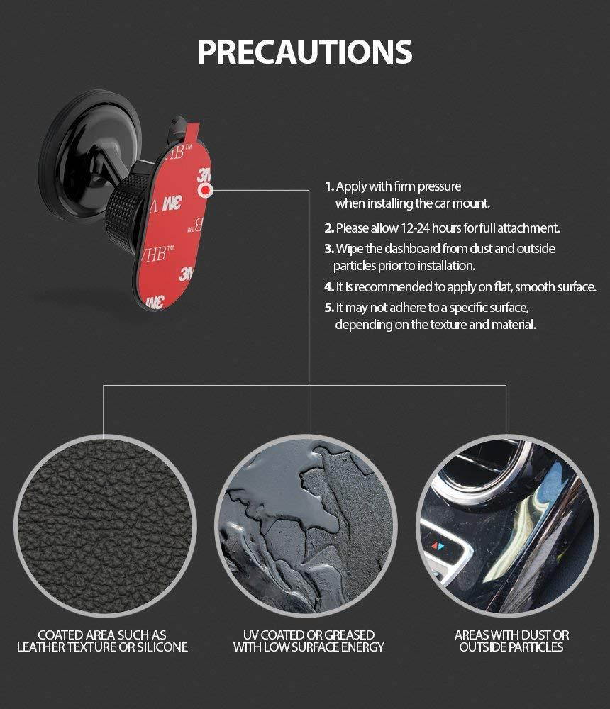 Ringke Magnetic Gear Phone Car Holder with Carbon Fiber Pattern Swivel Lock Universal Powerful Neodymium Magnet 360&deg; Rotation Premium Space Saving Dashboard Stand