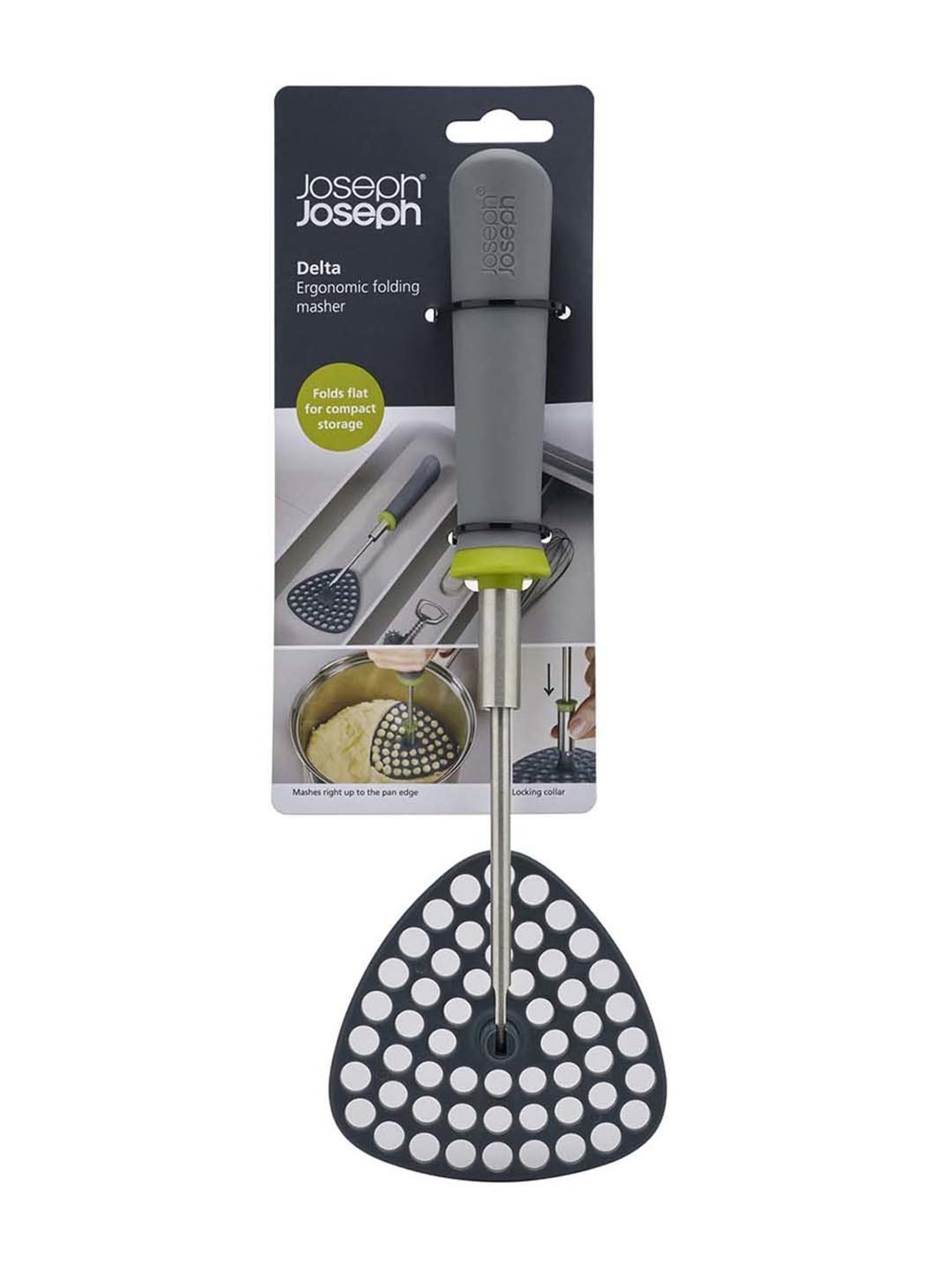 Joseph Joseph Grey & Green Nylon 10 cm Ergonomic Folding Masher - Set of 1