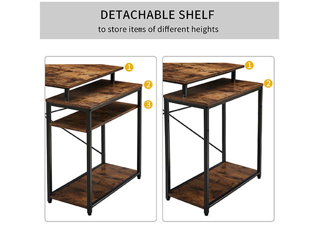 Home office Gaming Computer Desk with 5-Tier Bookshelf and 2 open Storage Shelf,Multi-Function Drafting Drawing Table with Tiltable Desktop,GT43
