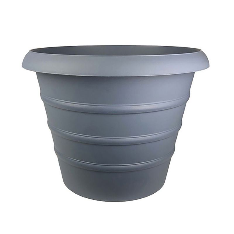 The HC Companies 20 Inch Diameter Versatile Indoor or Outdoor Fade Resistant Plastic Round Marina Flower Planter Pot, Slate Blue