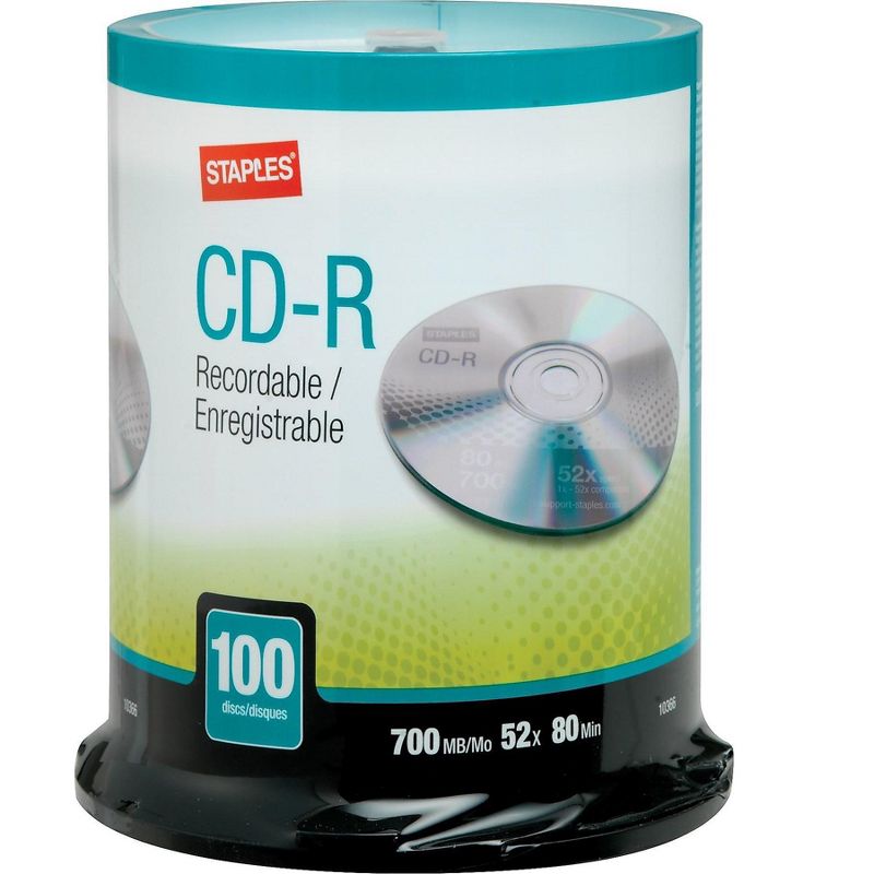Staples 700MB 80MIN 52X CD-R Spindle 100/Pack (10366) 