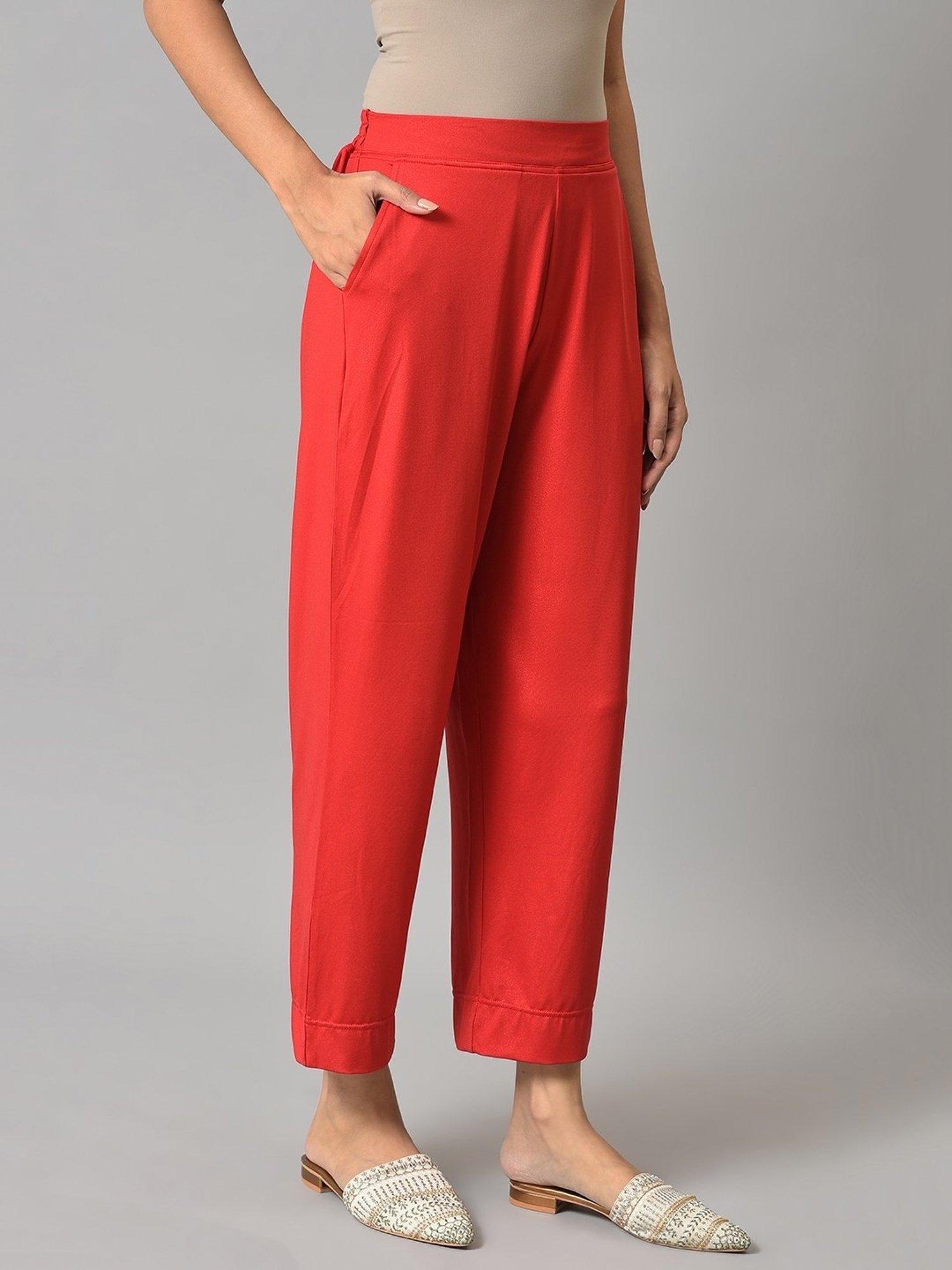 Elleven from Aurelia Red Regular Fit Palazzos