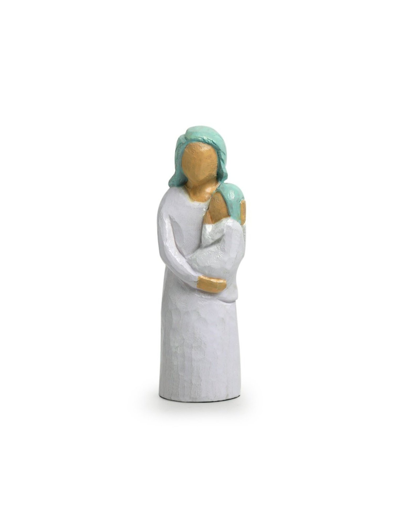 ExclusiveLane Hand-painted White & Light Blue Chedar Wood Pure Love Showpiece