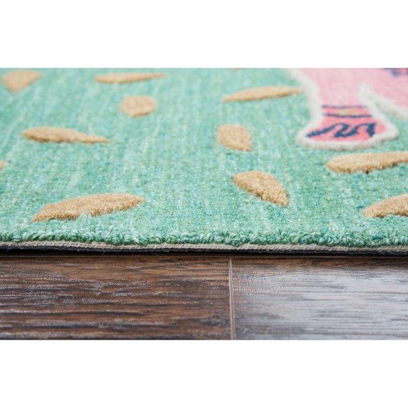 2'6"X4' Tufted Elephants Accent Rug Teal - Rizzy Home