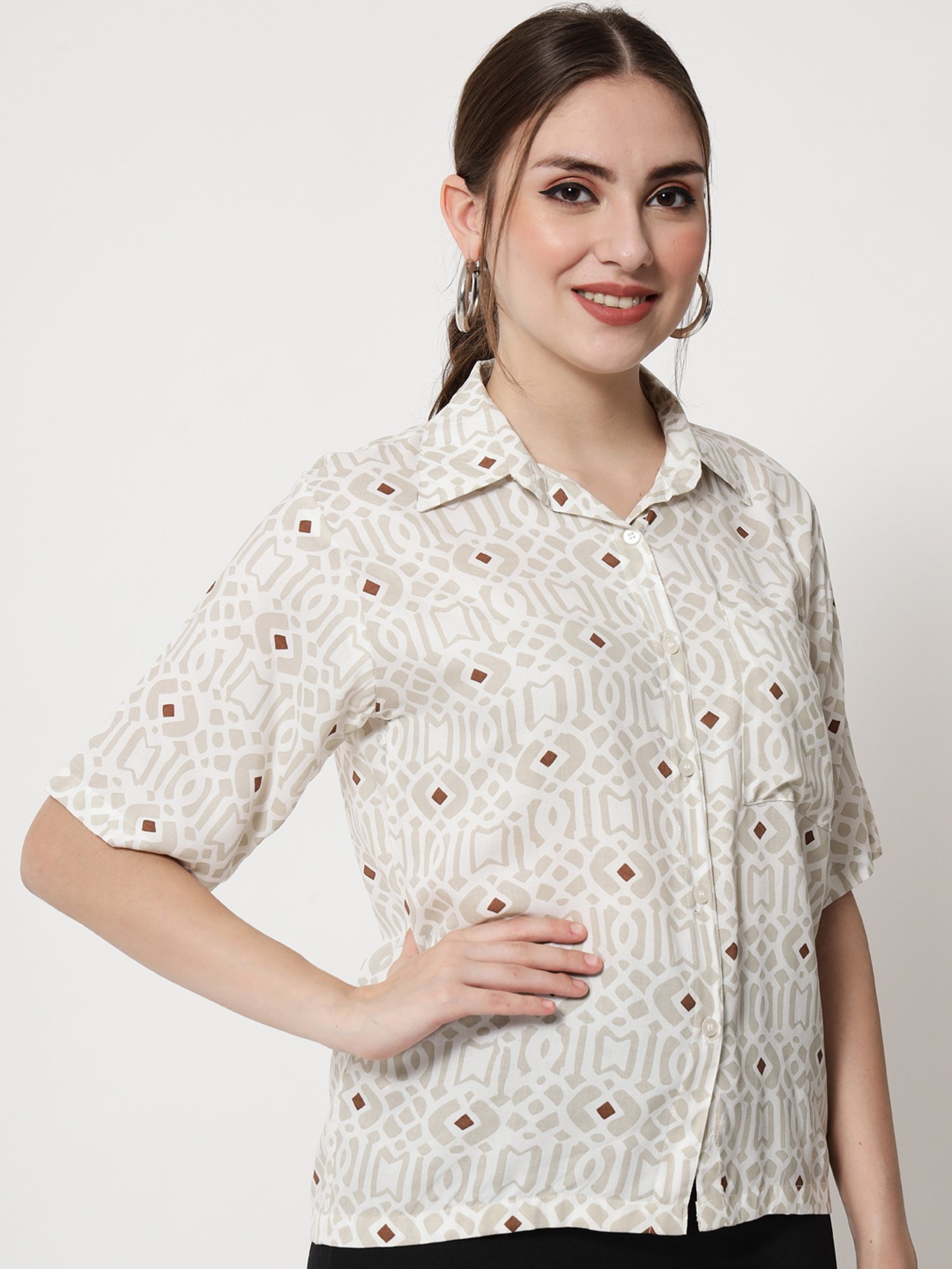 Trend Arrest White Printed Shirt