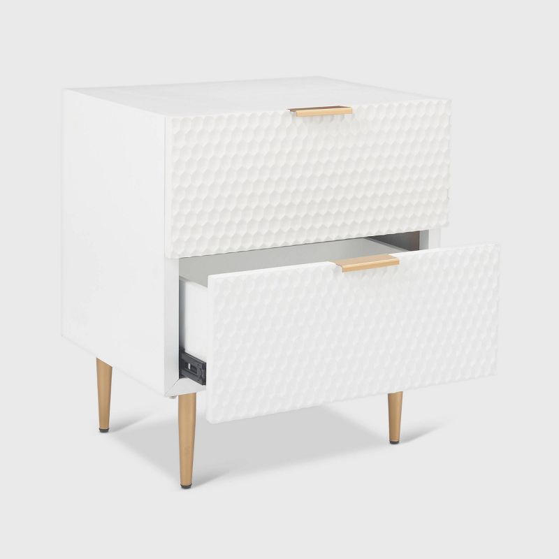 Jolie 2 Drawer Side Table White - Adore Decor