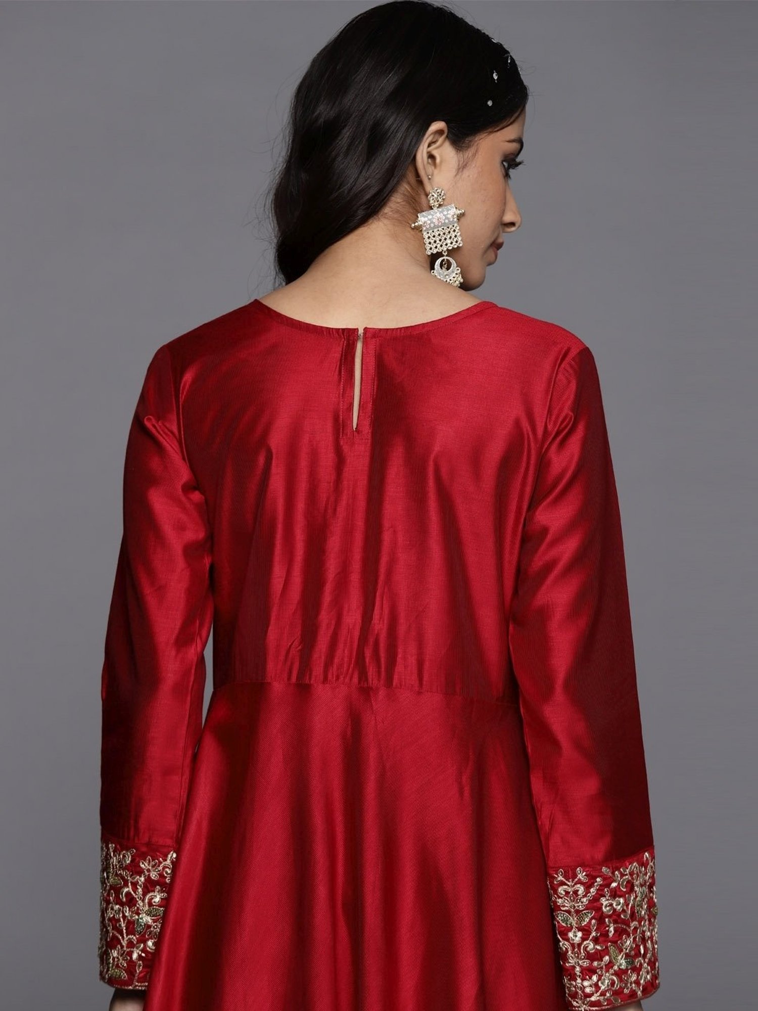 Indo Era Red Kurta Pant Set With Dupatta