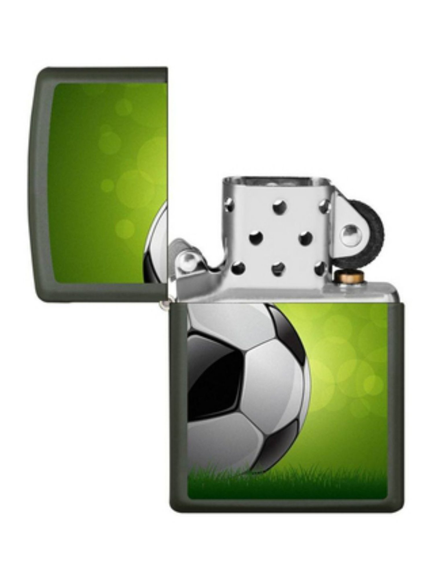 Zippo Green Soccer Ball Design Brass Pocket Lighter