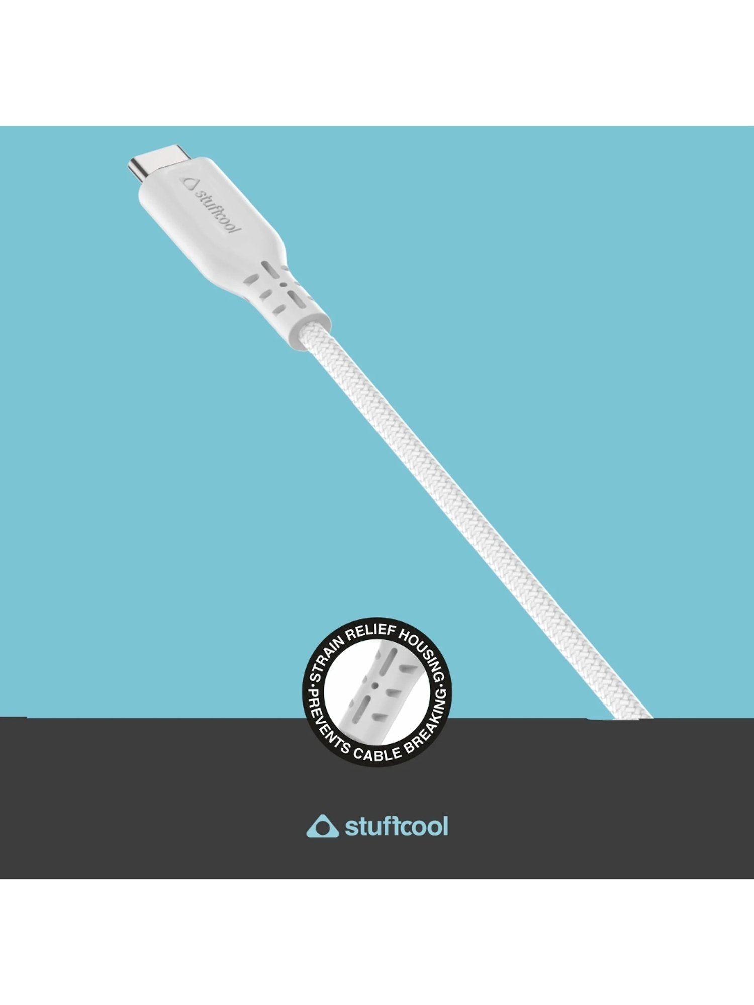 Stuffcool Alto C Cable Fast USB C 100W (White)