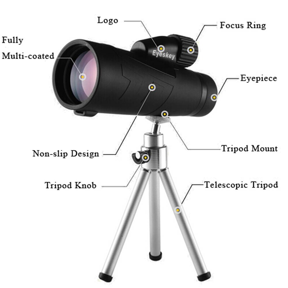 Ueasy Waterproof 12x50 High Powered Monocular Side Hand Strap with Tripod Outdoor Binoculares Sports Telescope monoculars for bird watching mini telescope