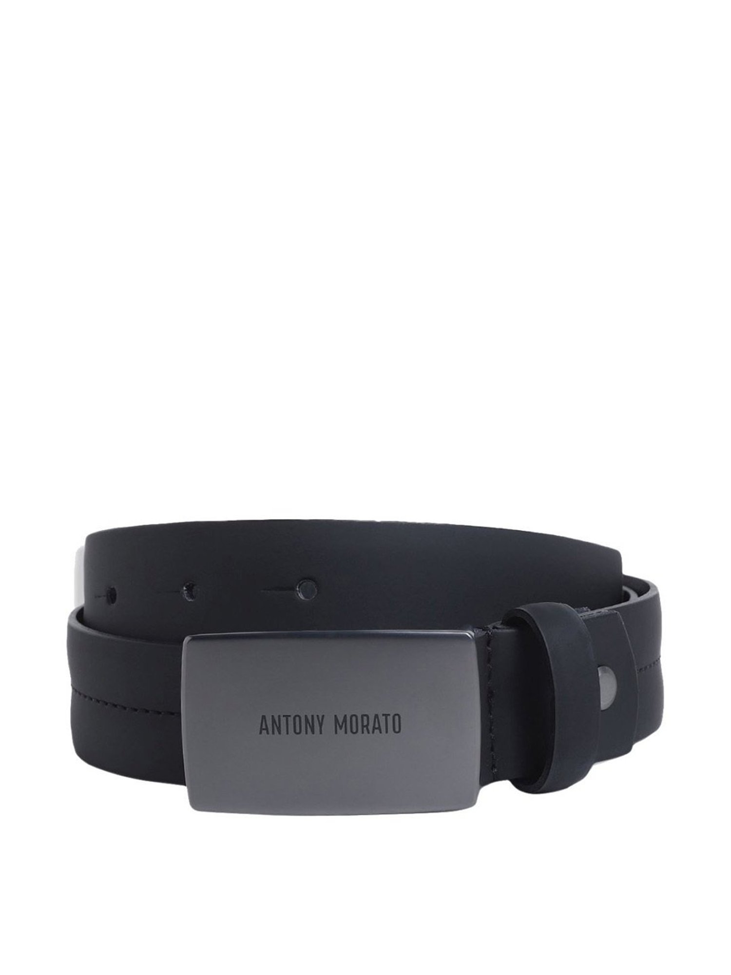 Antony Morato Black Leather Solid Waist Belt