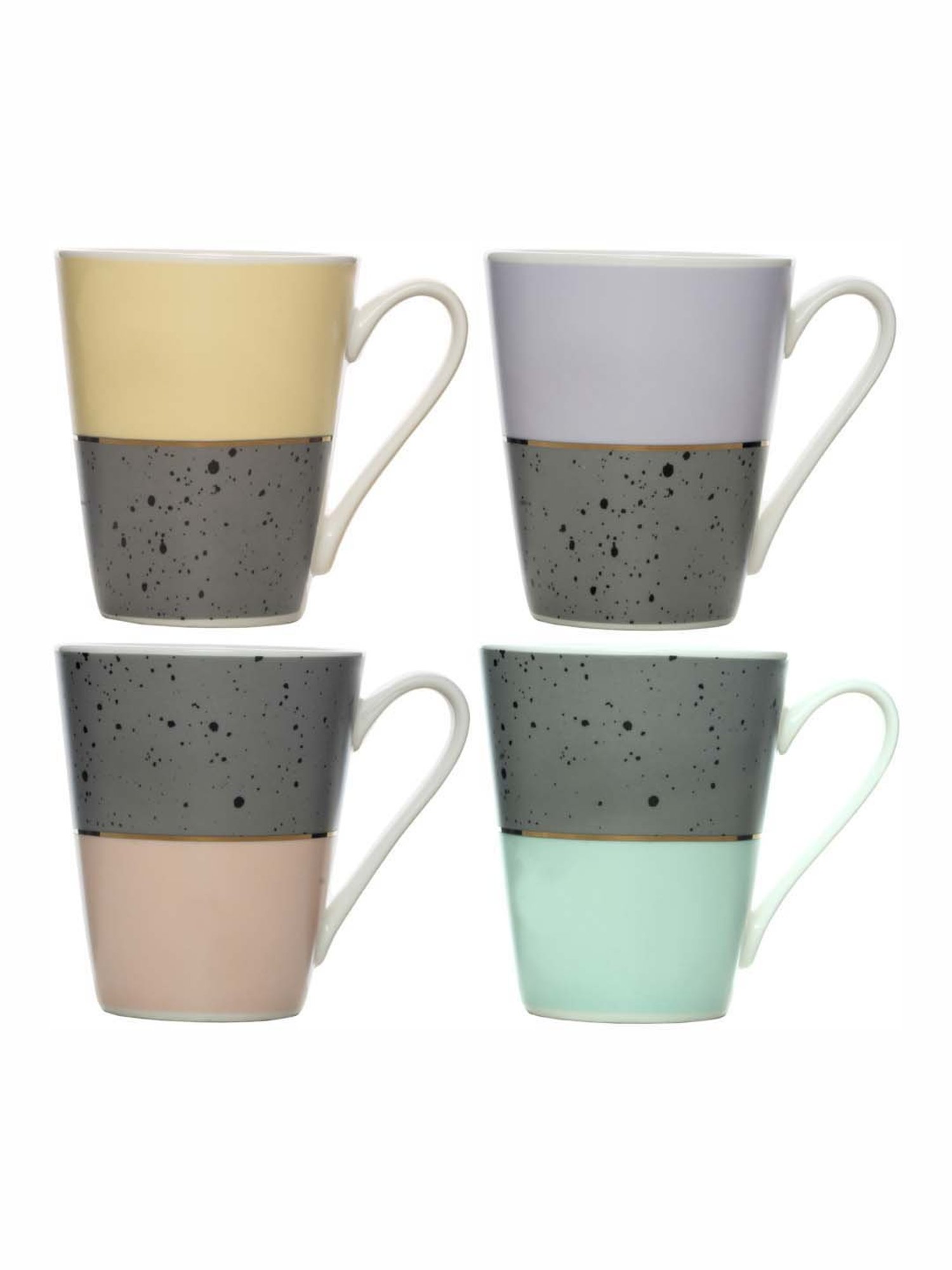 White Gold Multicolor Porcelain Mug - Set of 6
