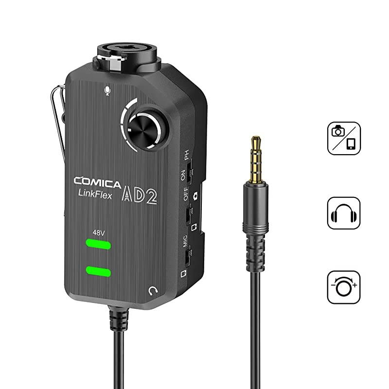 LINKFLEXAD2 XLR 635mm Microphone Preamp with 48V Phantom Power Real Time Monitor XLRGuitar Interface Adaptor for iPhone iPadMacPC Android Device and DSLR Cameras