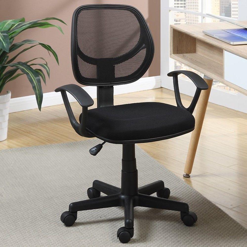 Mid Back Mesh Office Chair Ergonomic Swivel Black Mesh Computer Chair Flip Up Arms With Lumbar Support Adjustable Height Task Chair