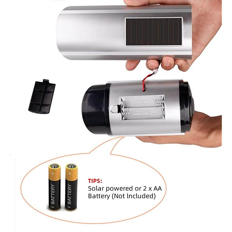 Powered Dummy Security Camera Bullet Fake Surveillance System with Realistic Red Flashing Lights and Warning Sticker Indoor Outdoor 4 Silver