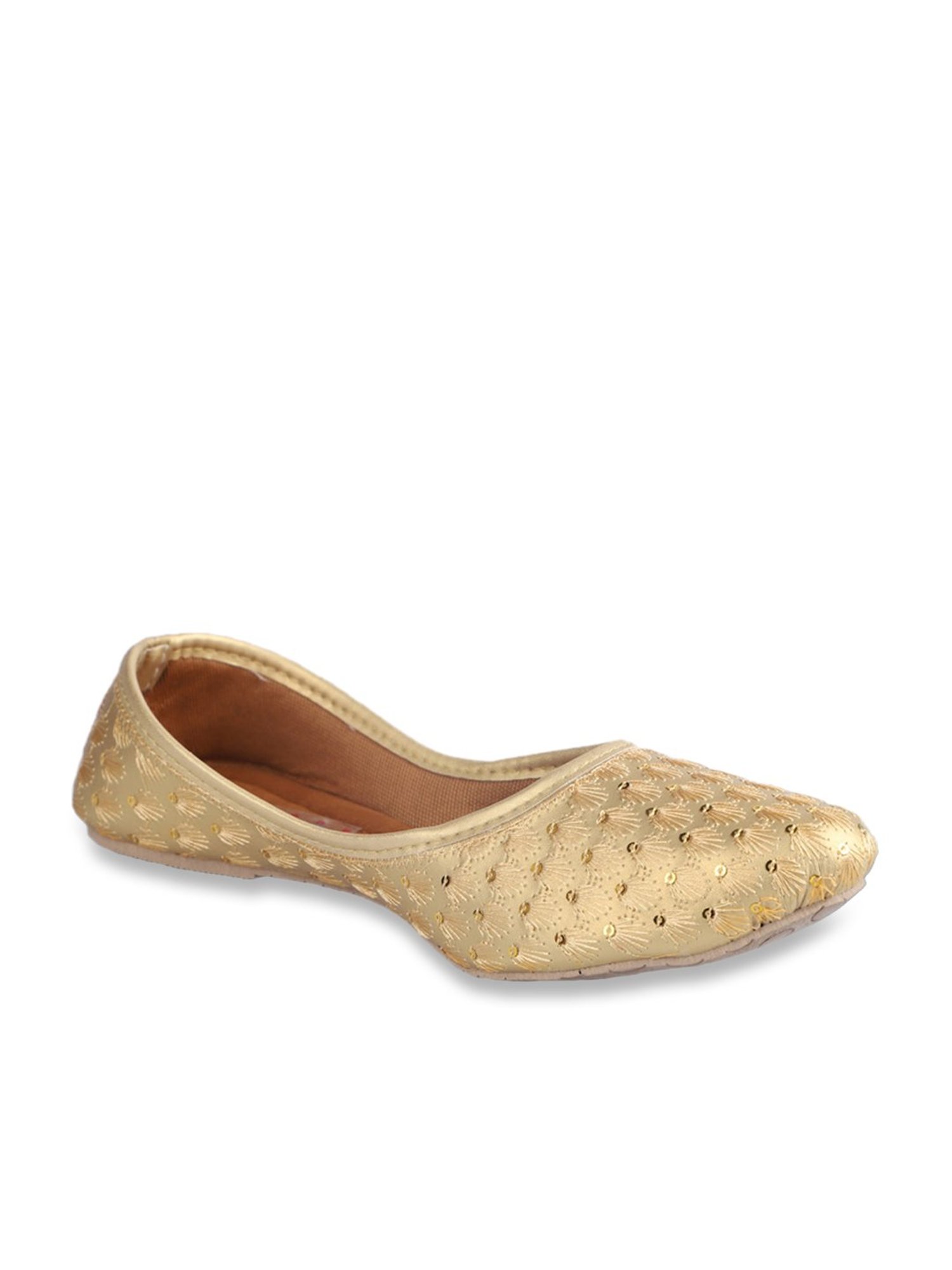 Tiny Bugs Kids Golden Sequin Detailing Ethnic Juttis