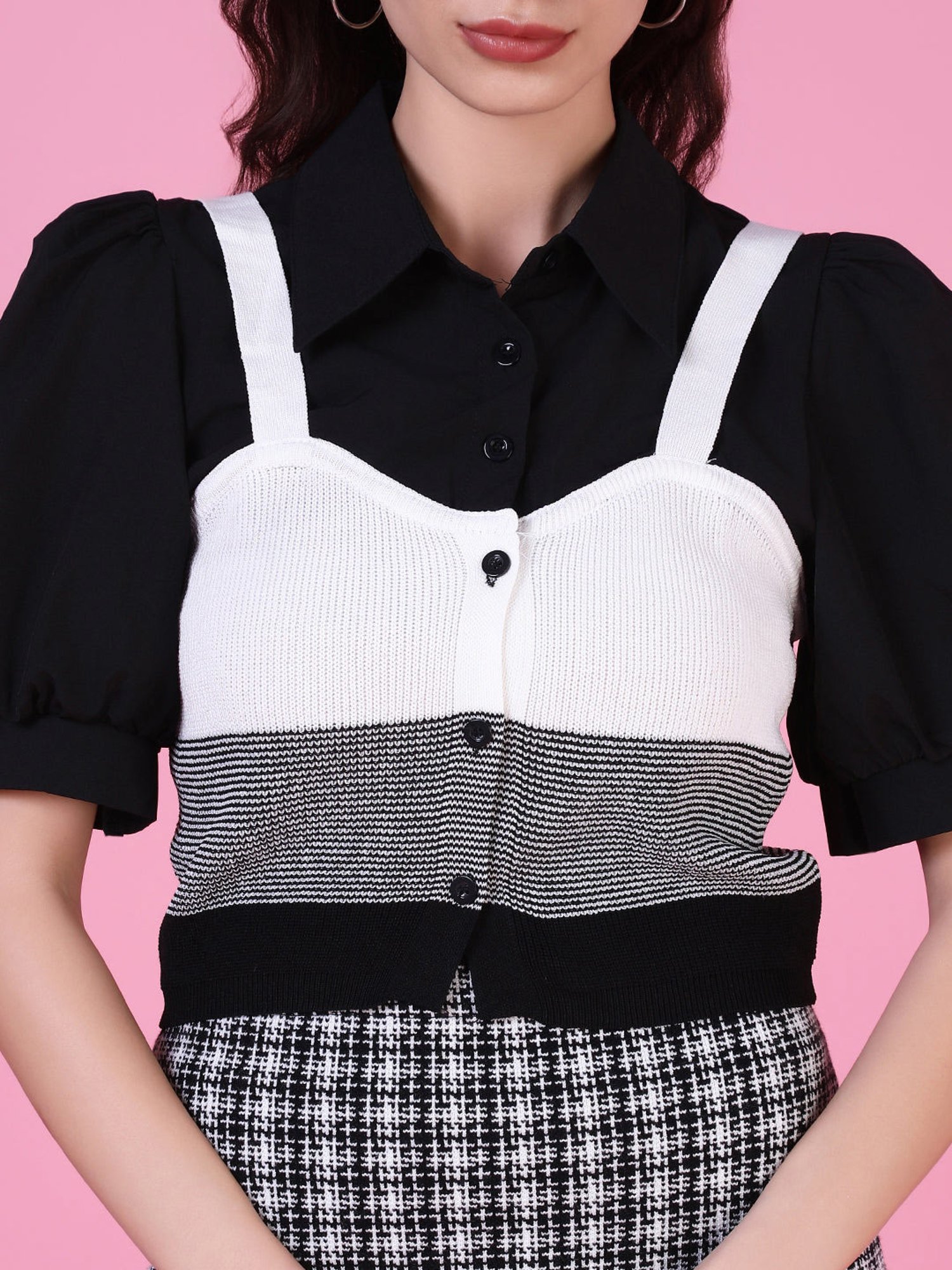 SHOWOFF Black & White Striped Top