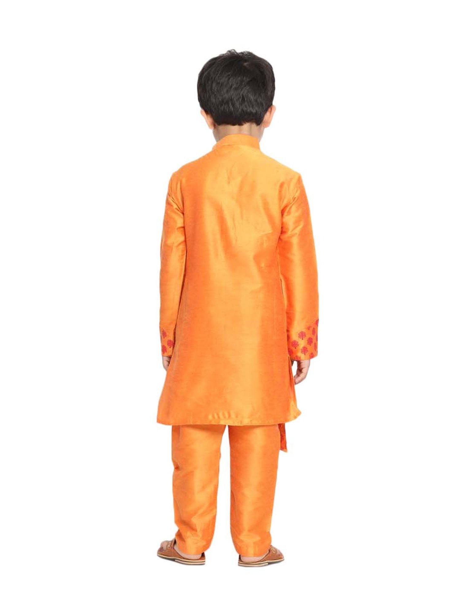 VASTRAMAY Kids Orange Printed Kurta Set