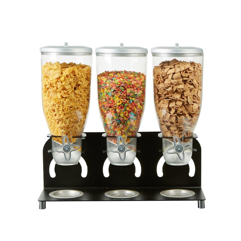 Mind Reader Heavy Duty Metal Cereal Triple Dispenser, Black