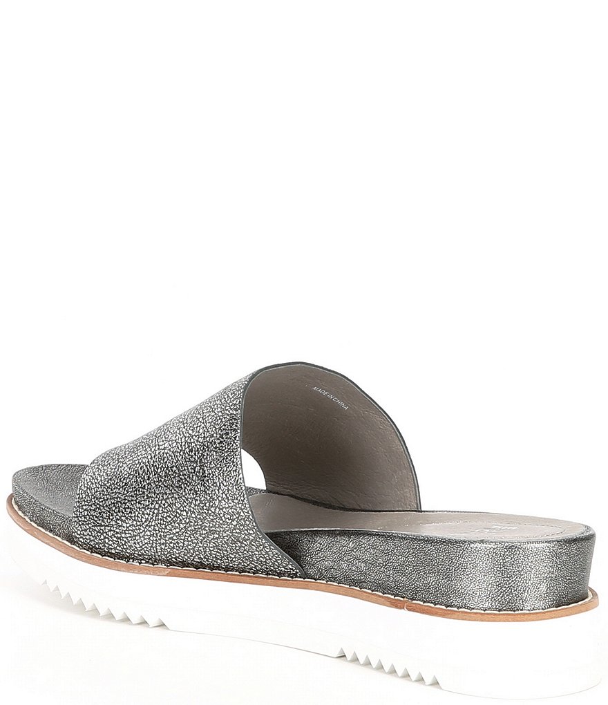 Eileen Fisher Touch Metallic Leather Sport Slides