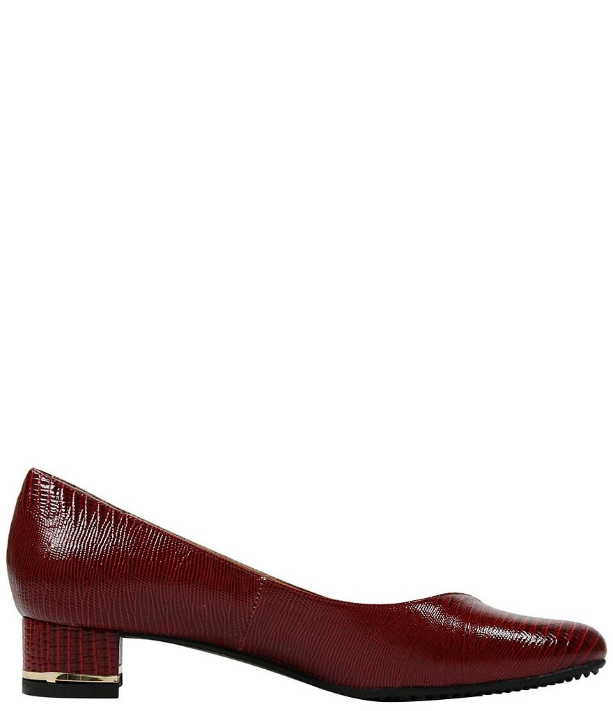 J. Renee Bambalina Lizard Print Patent Leather Block Heel Pumps