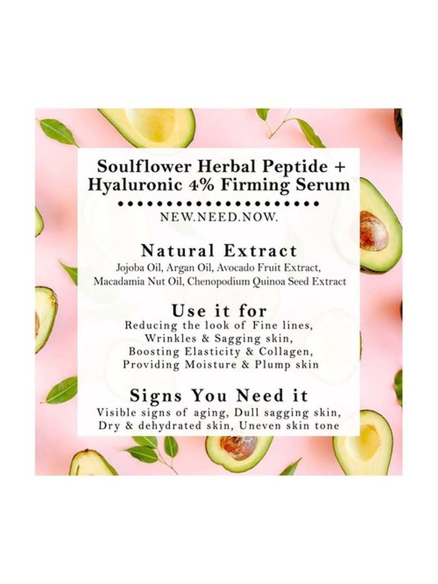 Soulflower Herbal Peptide & Hyaluronic 4% Firming Serum - 40 ml