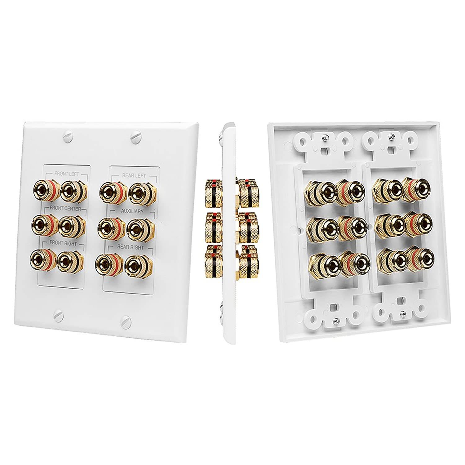 OSD WP12 Banana Binding Post Gold Plated Terminal Decora Style for 6-Speakers (White)